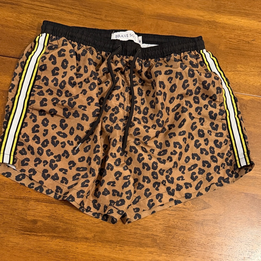 Brave Soul Men’s Leopard Print Swim Shorts
